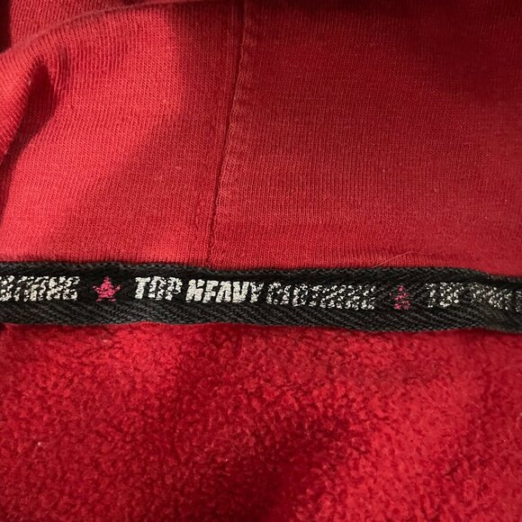 Top Heavy Clothing 💀 2000s Y2K Skull - Skater - Pullover Hoodie - Red & Black - Picture 10 of 10